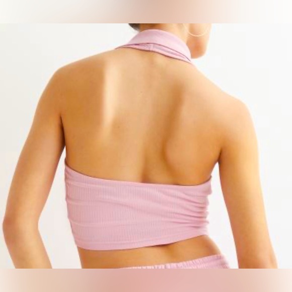 H&M NWT Women’s Fitted Crop Top In Soft Pink Size Medium - Picture 6 of 9